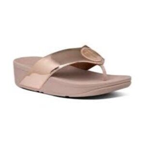 Fitflop Demelza Logo Toe-Thong Sandals Metallic Gold Leather Sandals 7 Cushioned